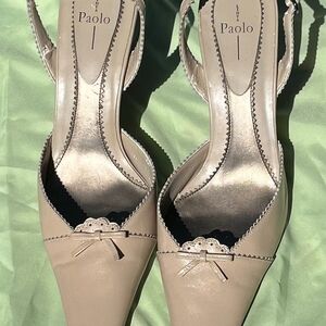 Paolo Women's Cream Slingback Heels